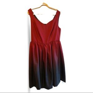 Red to black ombré  fit n flare dress